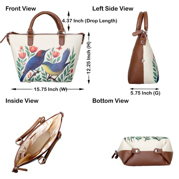 Printed Leather 3-in-1 Convertible Top Handle Crossbody Bag for Women- Daily Use - Picture 4 of 16